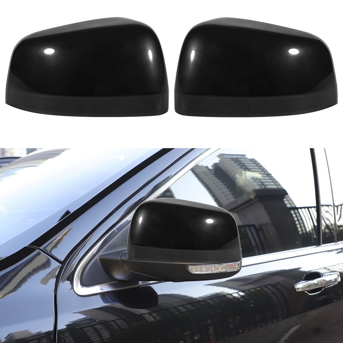 Tail Light Lamp Cover & Mirror Covers & Door Handle Covers Trim Bezel Glossy Cover Trim Exterior Accessories For Jeep Grand Cherokee 2014-2021(Black)