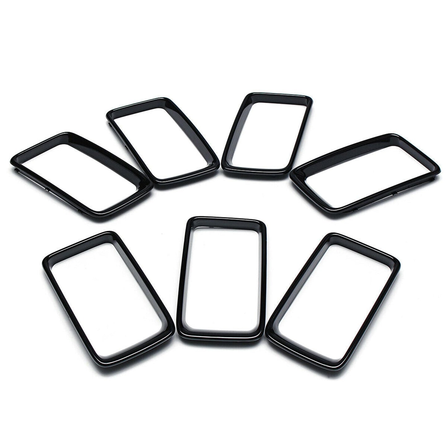 KYYET 7Pcs Front Bumper Rings Grill Vent Insert Trim Cover Compatible with 2014 2015 2016 Jeep Grand Cherokee Gloss Black