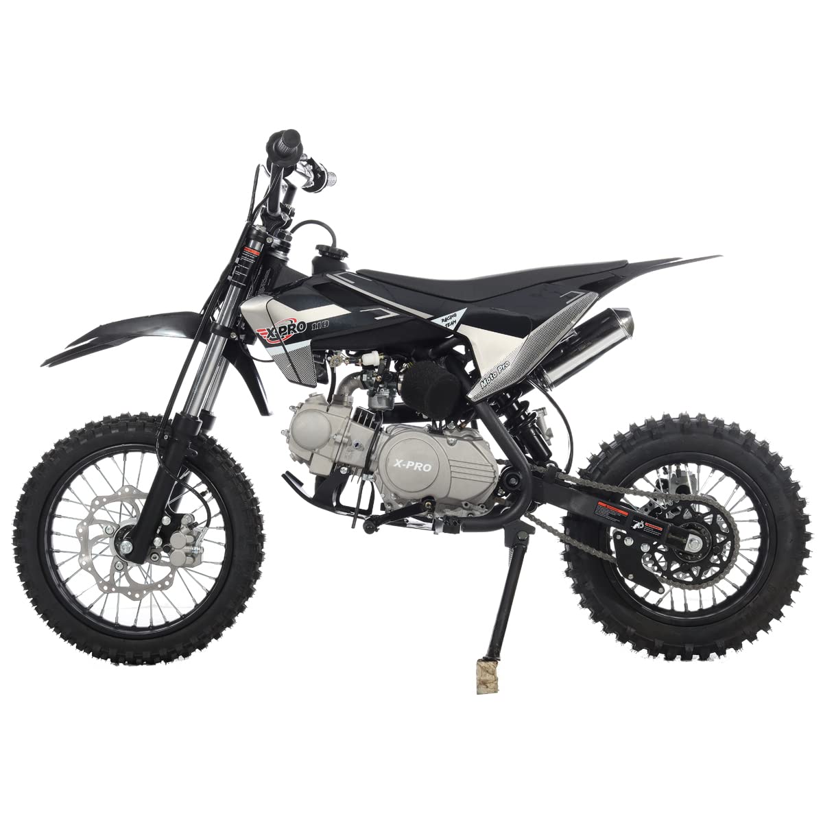 X-PRO 110cc Dirt Bike with Semi-Automatic Transmission, Kick Start, Big 14"/12" Tires! (Black)