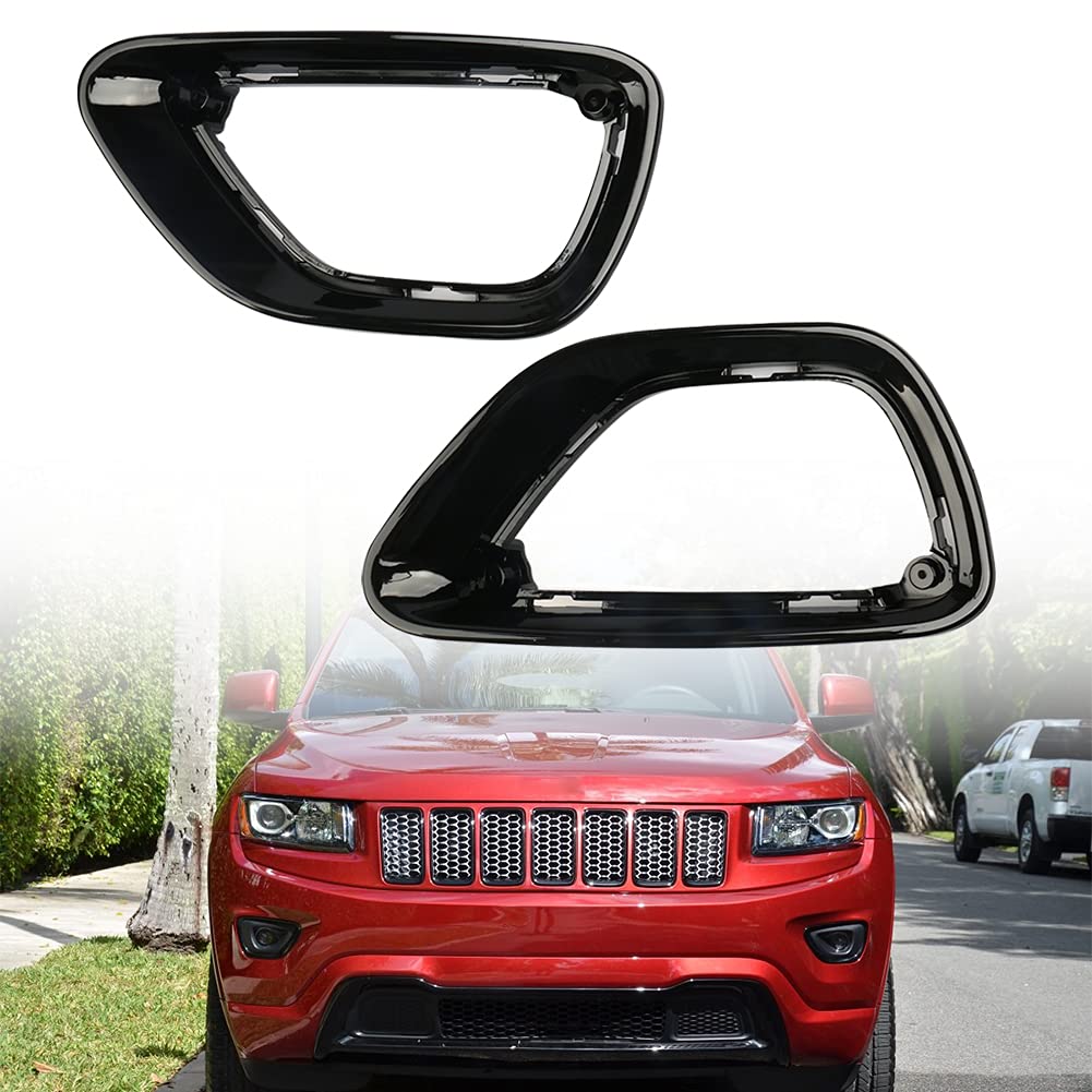 sportuli Black Front Fog Light Cover Fog Lamp Trim Replace for 2014-2016 Jeep Grand Cherokee (2014-2016)