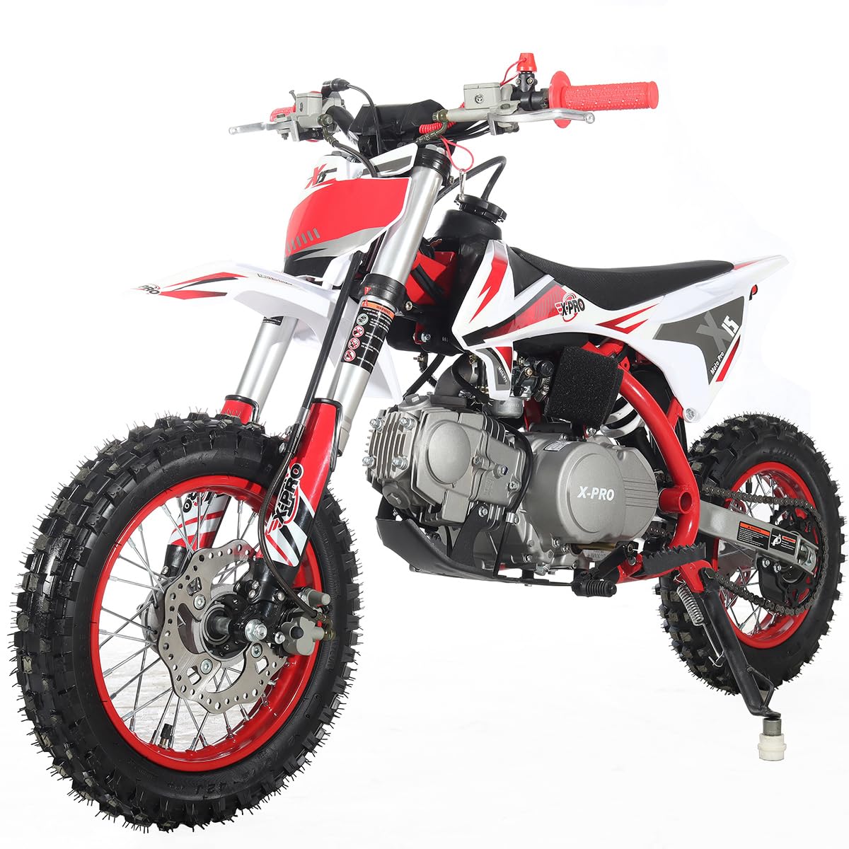 X-PRO X15 110cc Zongshen Brand Engine Dirt Bike with Semi-Automatic Transmission, Kick Start,12"/10" Wheels! (Red)