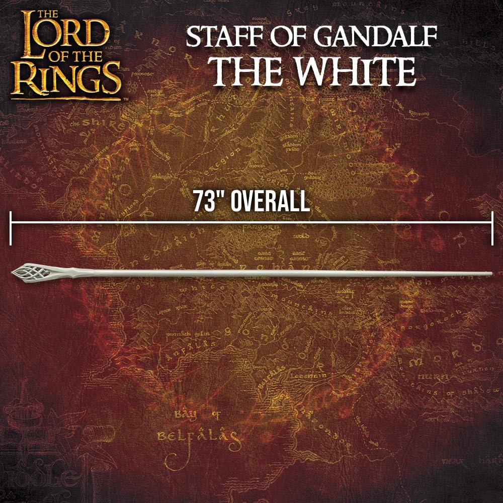 United Cutlery | Lord of The Rings Staff of Gandalf The White | Officially Licensed LOTR Movie Replica | Ethereal Design | Certificate of Authenticity | Display Plaque Included
