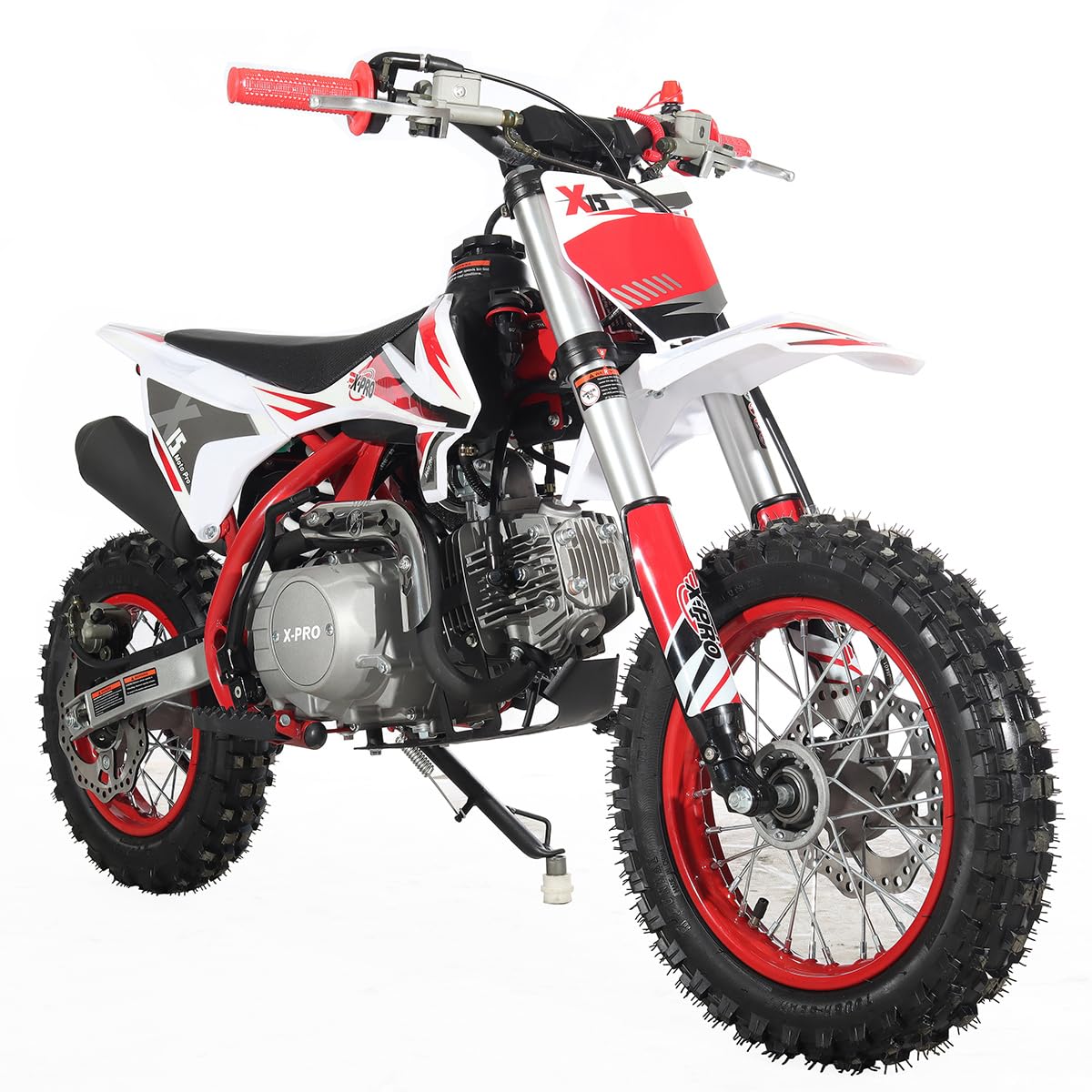 X-PRO X15 110cc Zongshen Brand Engine Dirt Bike with Semi-Automatic Transmission, Kick Start,12"/10" Wheels! (Red)