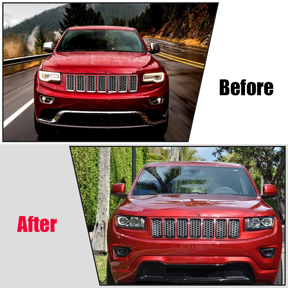 sportuli Black Front Fog Light Cover Fog Lamp Trim Replace for 2014-2016 Jeep Grand Cherokee (2014-2016)