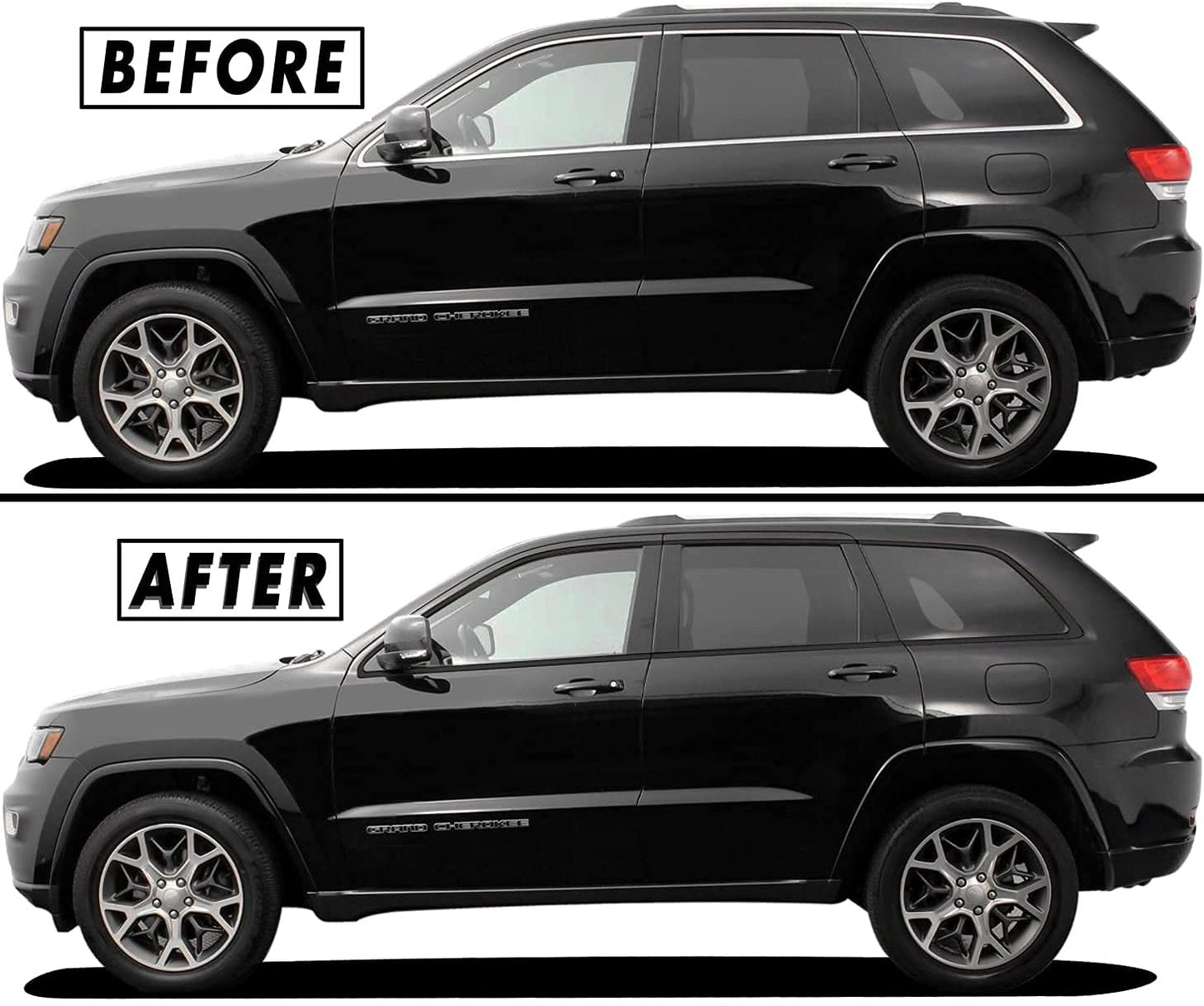 SlickMod Chrome Delete Blackout Vinyl Overlay for 2011-2021 Jeep Grand Cherokee Window Trim (Gloss Black)