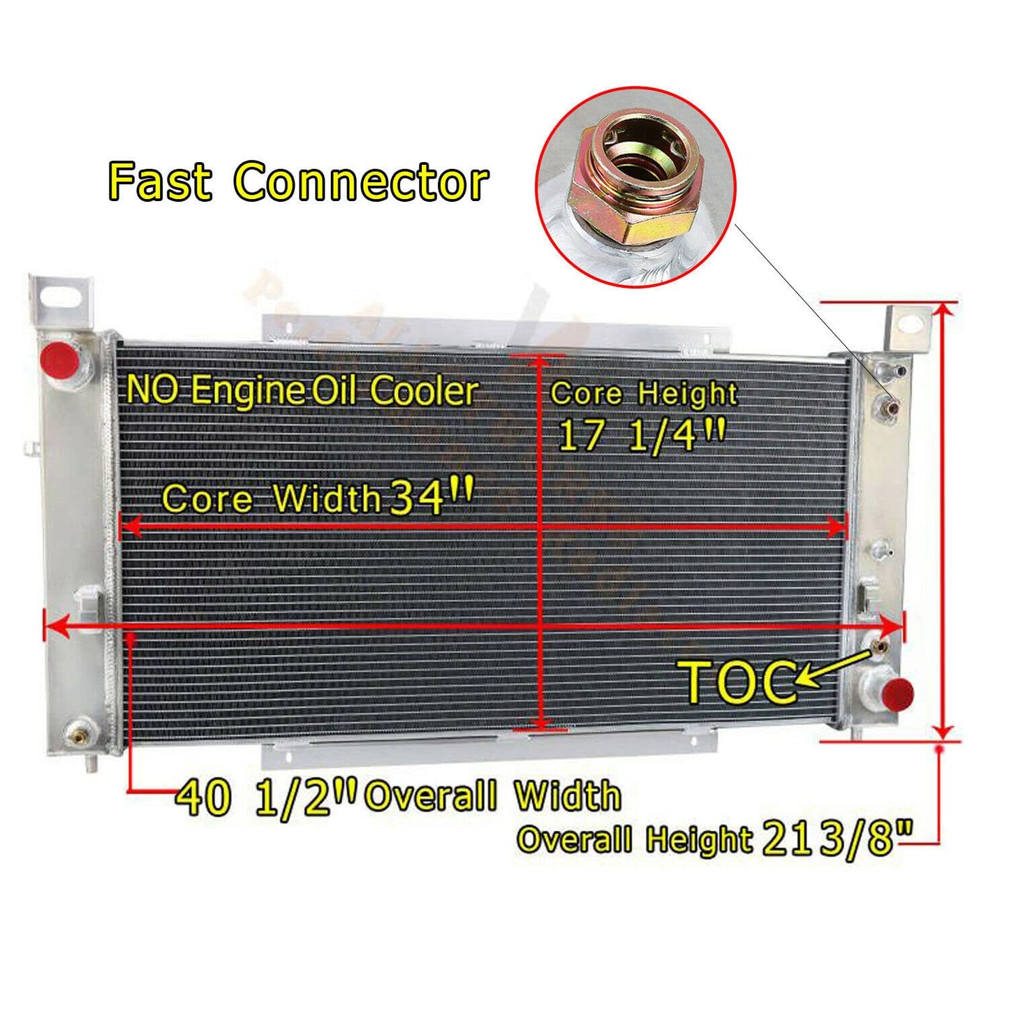 ALLOYWORKS CU2370 34" Core Radiator For 1999-2014 Chevy Silverado 1500 2500 Suburban Tahoe GMC Yukon GMC pickup Sierra 4.8 5.3 6.0L Radiators, 3 Row Full Aluminum Radiator Shroud Fan Relay Kit