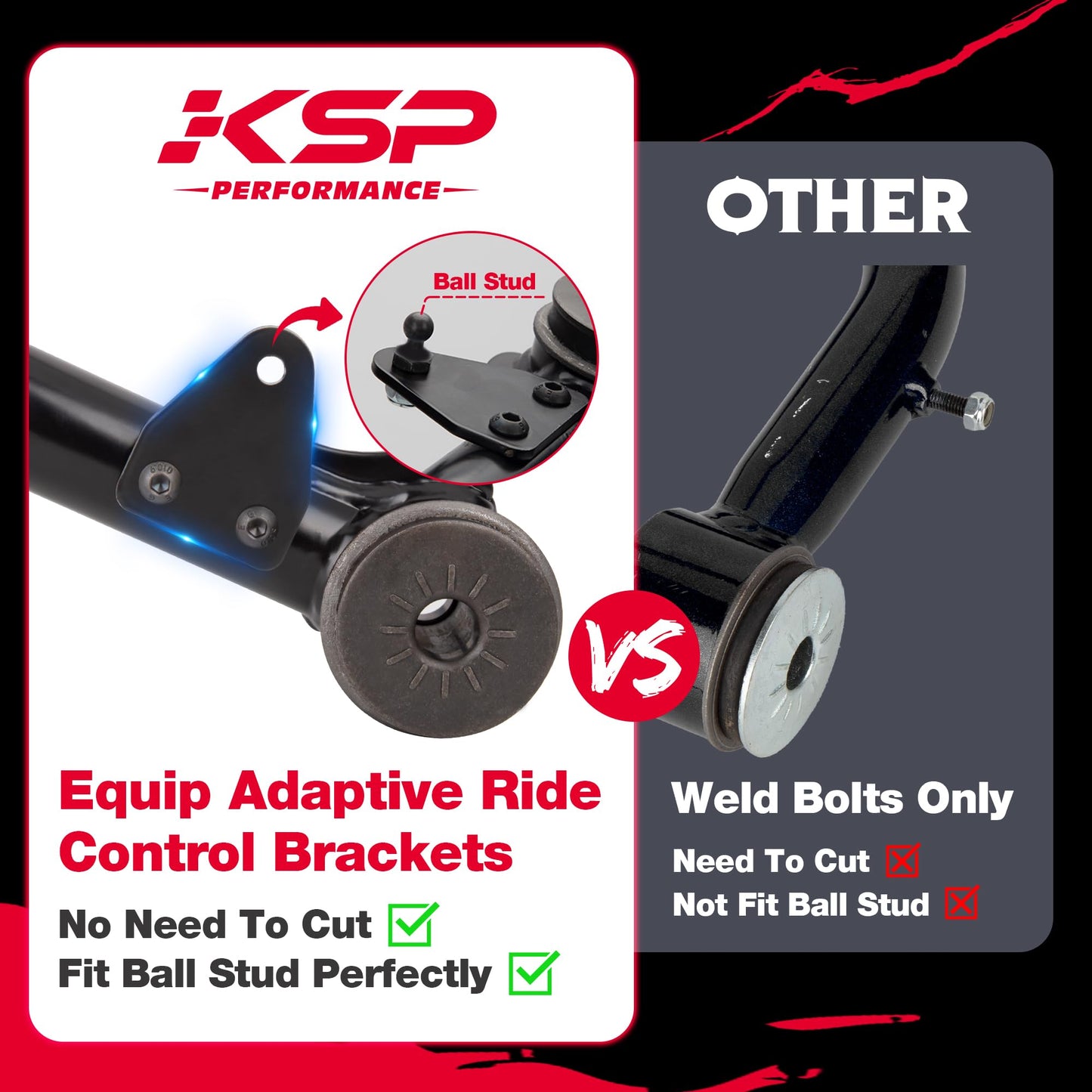 KSP Front Upper Control Arms for 19-24 Chevy Silverado GMC Sierra 1500, 2-4" Front UCA with Ball Joints for 2019+ Silverado Sierra 1500, Adjustable Aftermarket Lift Suspension Arms with Rubber Bushing
