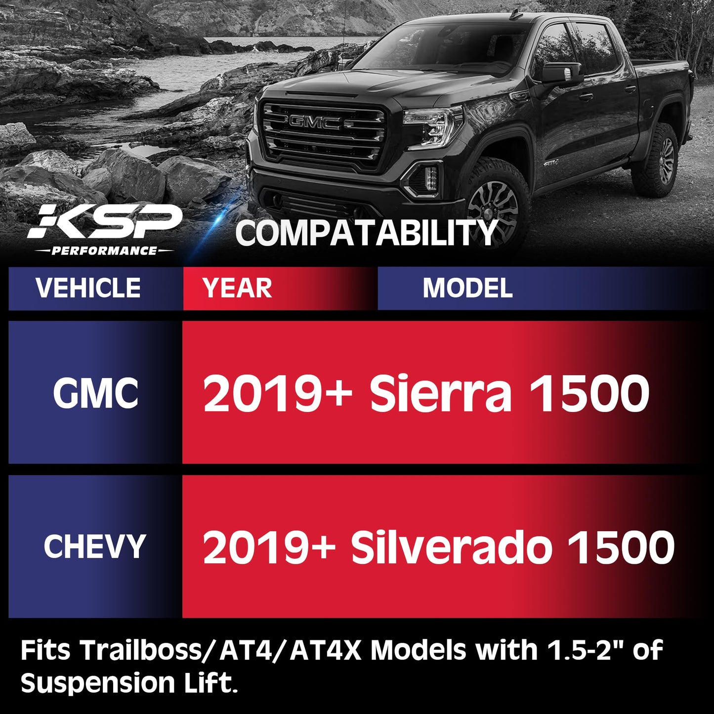 KSP Front Upper Control Arms for 19-24 Chevy Silverado GMC Sierra 1500, 2-4" Front UCA with Ball Joints for 2019+ Silverado Sierra 1500, Adjustable Aftermarket Lift Suspension Arms with Rubber Bushing