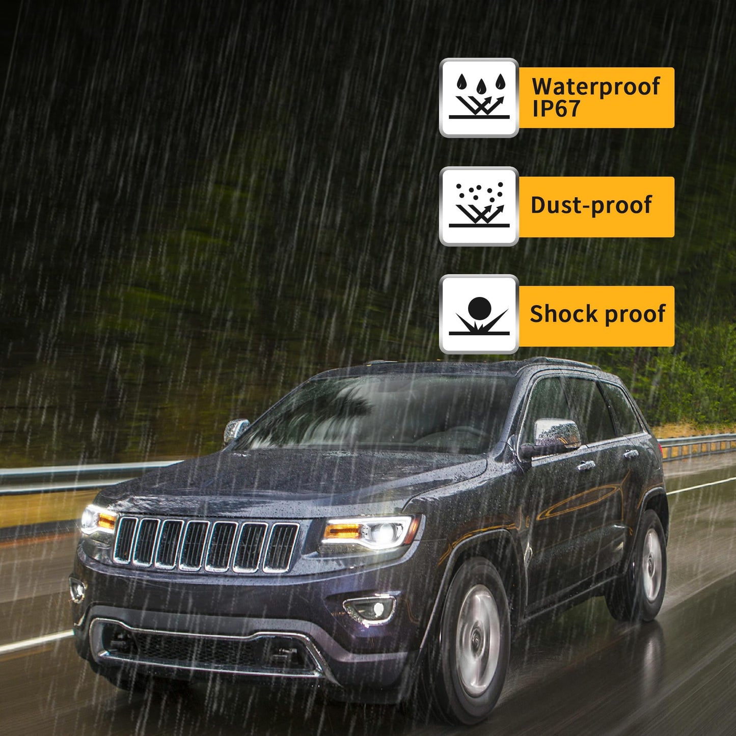 VLAND Projector Headlights Compatible with Jeep Grand Cherokee WK2 2014-2021 4th Gen All Models, Front Lamp Assembly Sold as a PAIR, Black
