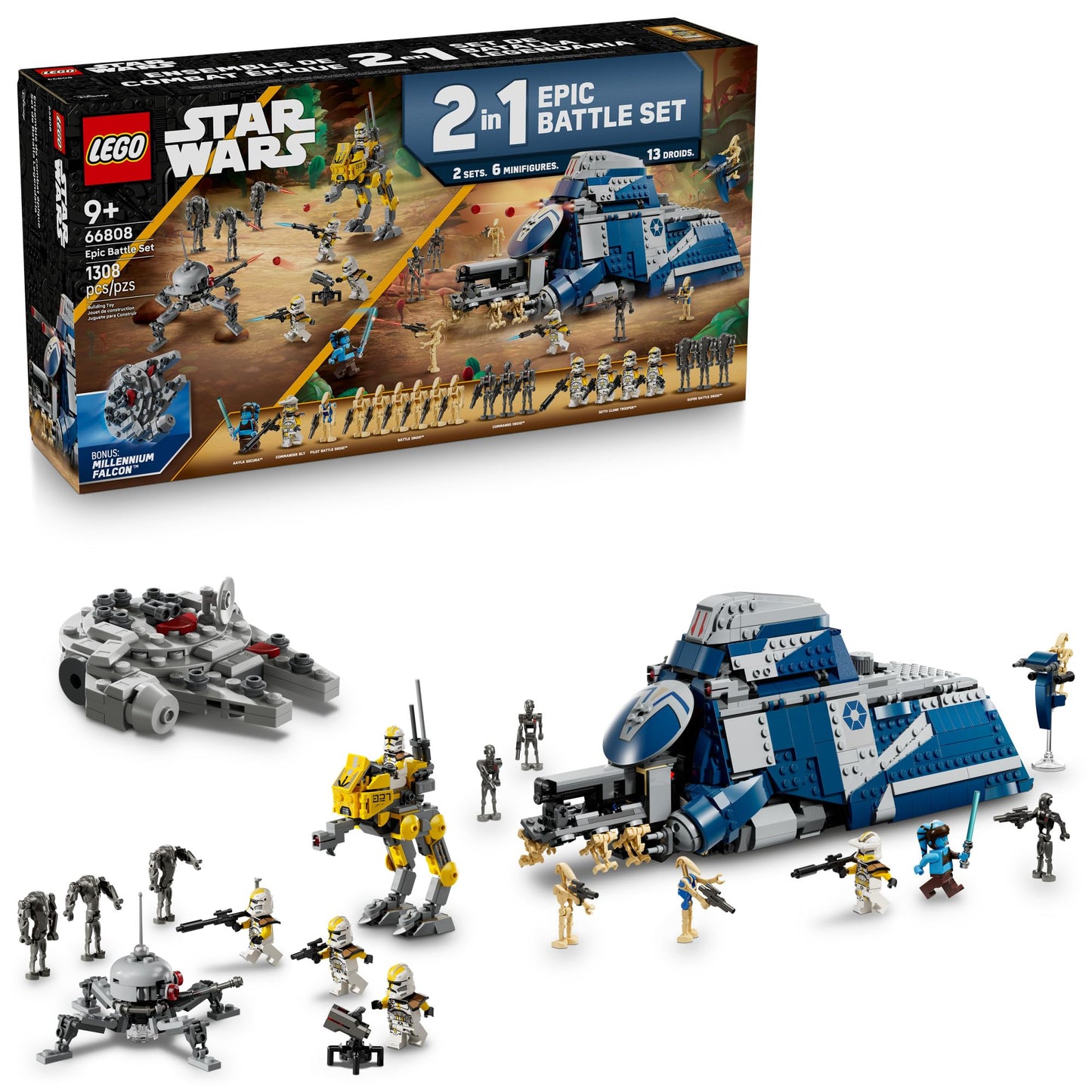 LEGO Star Wars Epic Battle Set Co-Pack - Pretend Play Building Toy for Boys & Girls, Ages 7+ - Includes 13 Droid Figures, 6 Minifigures, & Bonus Gift - Gift for Birthdays - 66808