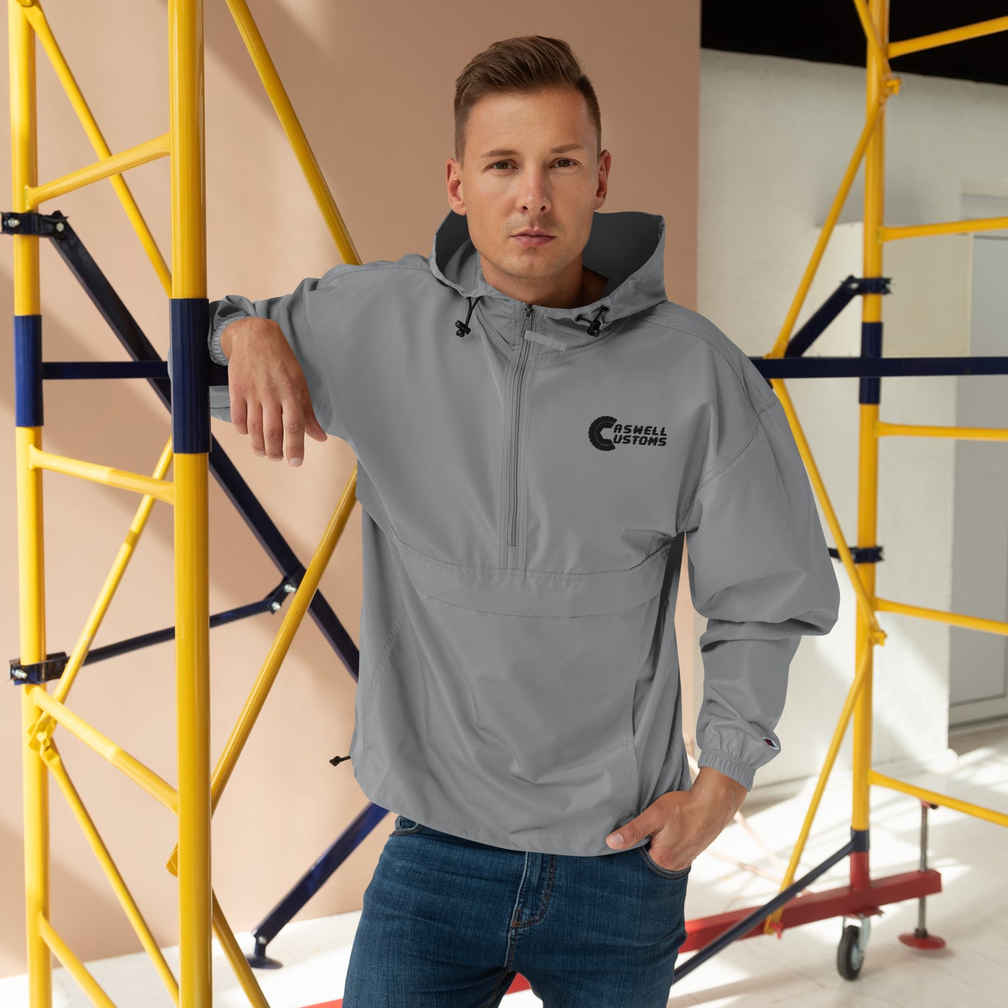 Caswell Customs Embroidered Champion Packable Jacket