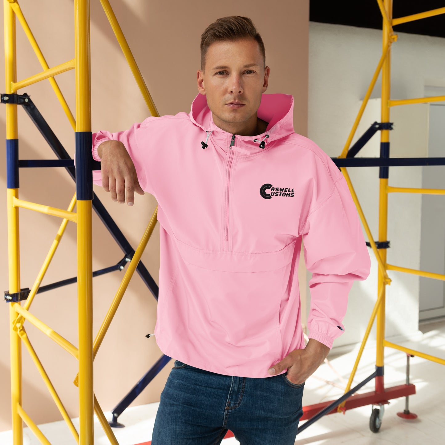 Caswell Customs Embroidered Champion Packable Jacket