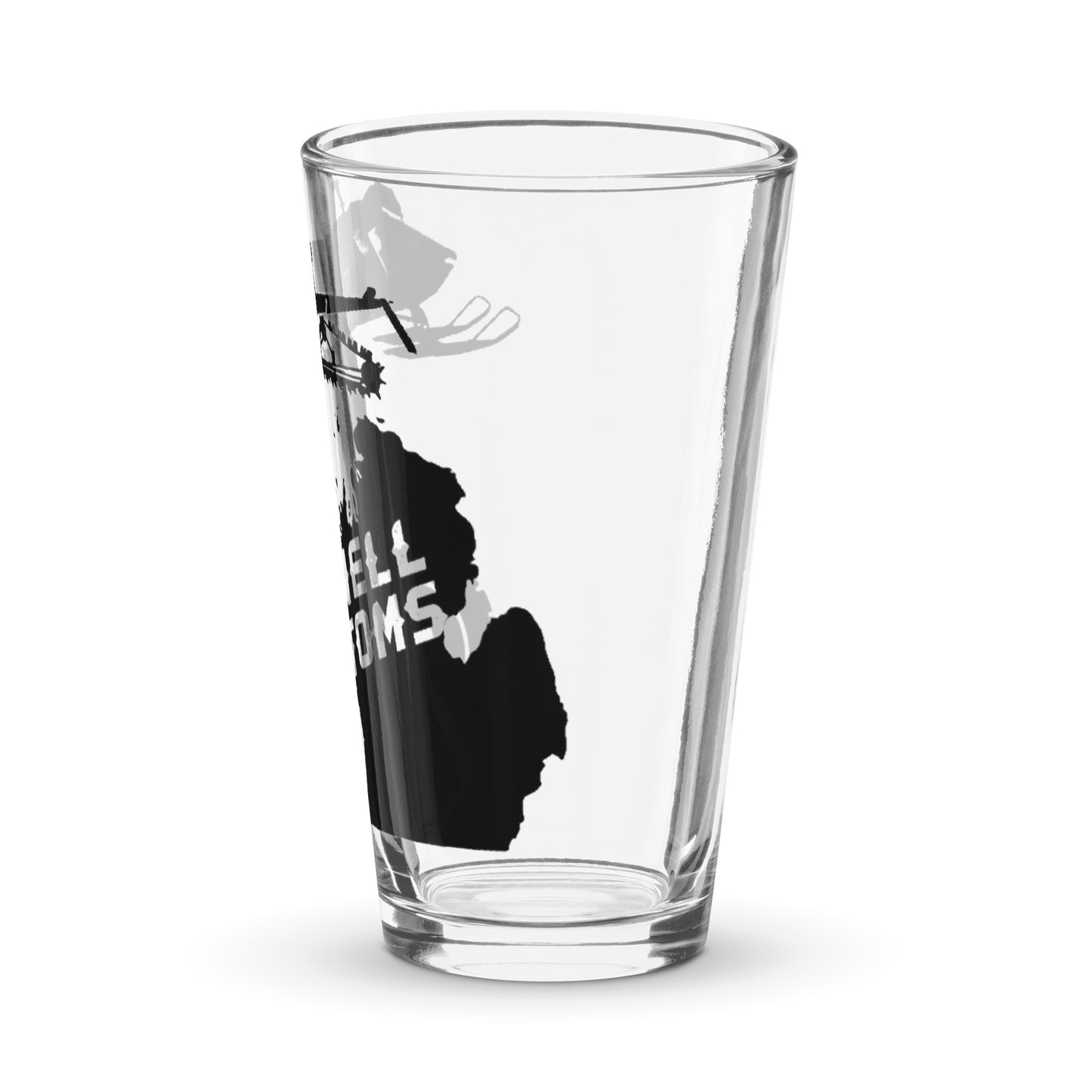 Snowmobile Mitten CC pint glass