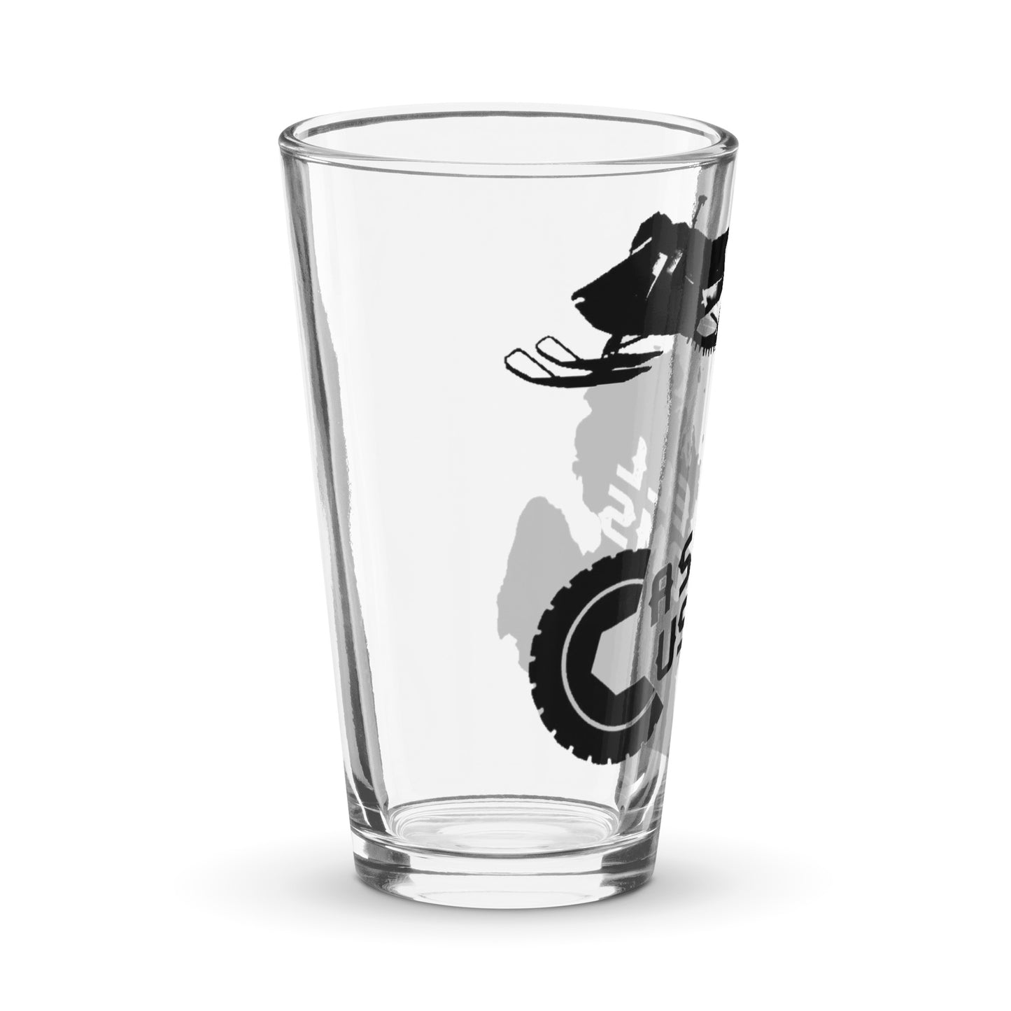 Snowmobile Mitten CC pint glass