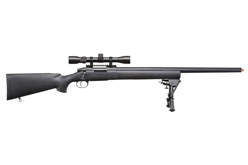 Lancer Tactical M24 Bolt Action Spring Powered Sniper Airsoft Rifle Up to 500 FPS (Threaded) / Black