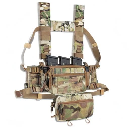 ACETAC Tactical Chest Rig with 5.56/7.62 Magazine Pouch Holder, Pistol / Wing Pouch, Molle Dangler Pouch, Adjustable H Harness (Multicam)
