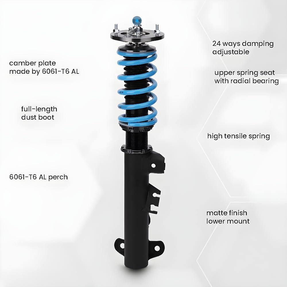 maXpeedingrods Coilovers for BMW 3 Series E36 316i 318i 318is 320i 323i 325i 325is 328i 318tds M3 1990-1999, 24 Levels Damping Adjustable Coilovers Suspension Kit, T6 Upgraded Lowering Kit, Blue