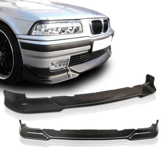 FREEMOTOR802 Compatible with 1992-1998 BMW E36 325i 328i Front Bumper Lip, M TECH Style Unpainted Black PU Spoiler Guard Splitter Valance Chin
