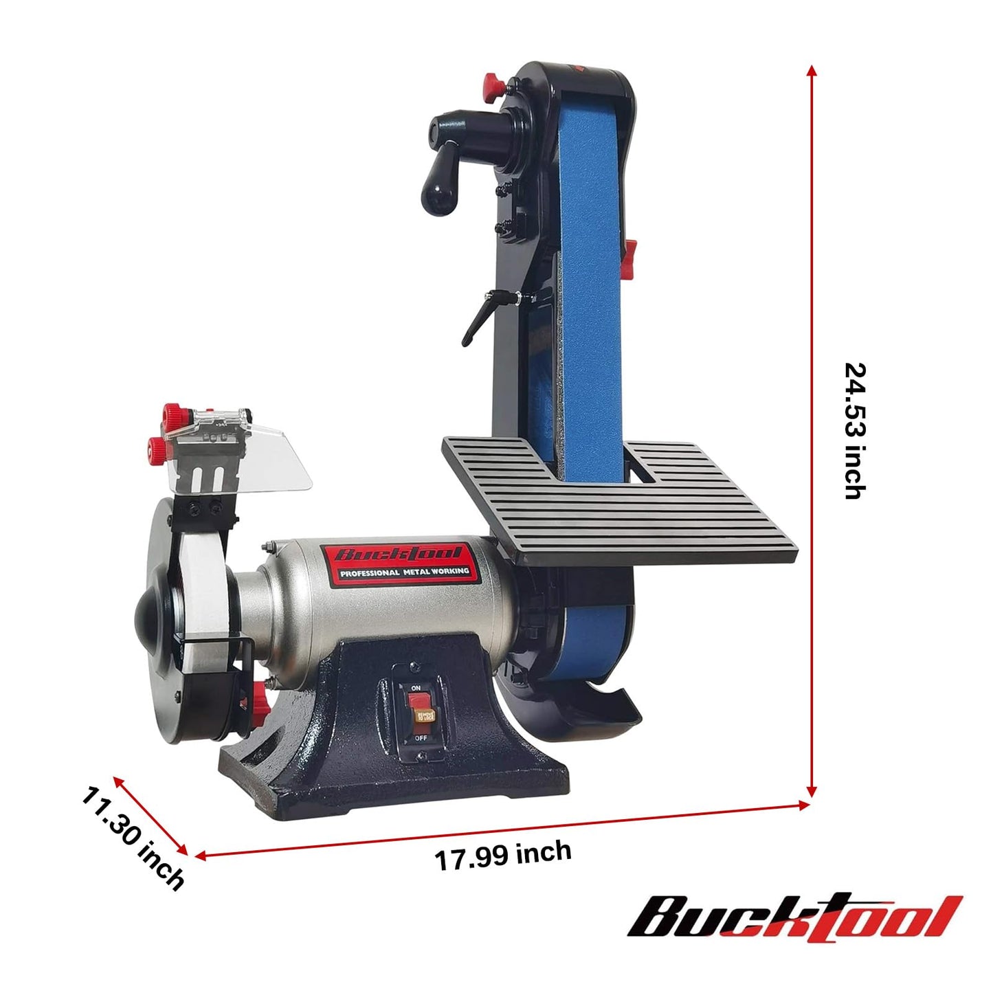 Bucktool Combo 2" x 42" Belt Sander 6" Bench Grinder, Knife Sharpener with Large Work Table BG2600 Upgraded Model