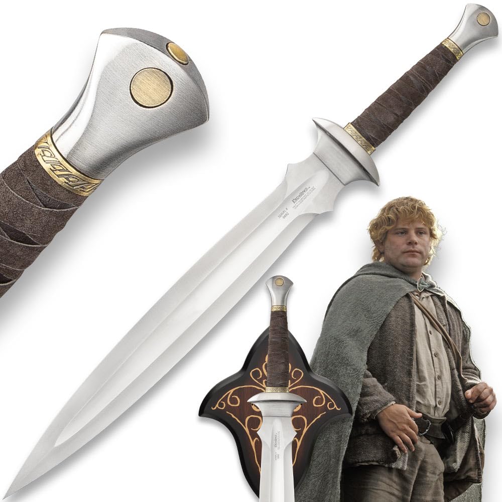 United Cutlery Lord of The Rings Replica Sword | Officially Licensed | 15 1/2" Stainless Steel Blade | Cast Metal Guard and Pommel | Display Plaque | Overall 23 1/2"
