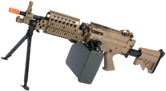 Evike Airsoft - A&K/Cybergun FN Licensed M249 Minimi Airsoft Saw w/Metal Body (Model: MK46 / Dark Earth)