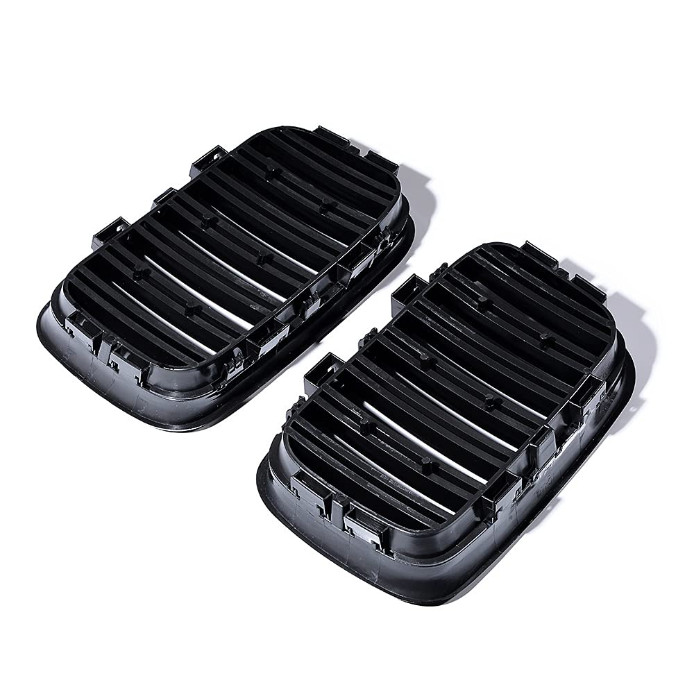 Front Upper Shiny Glos Black Kidney Grille Grill Driver&Passenger Side Compatible with Compatible with 1992-1996 BMW E36 3-series (pre-facelift)
