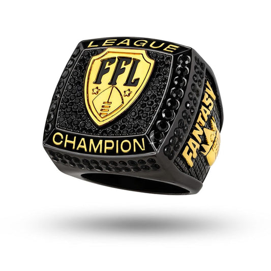 TrophySmack Fantasy Football Stunna Championship Ring - Size 12 FFL Ring (Black/Gold Finish)