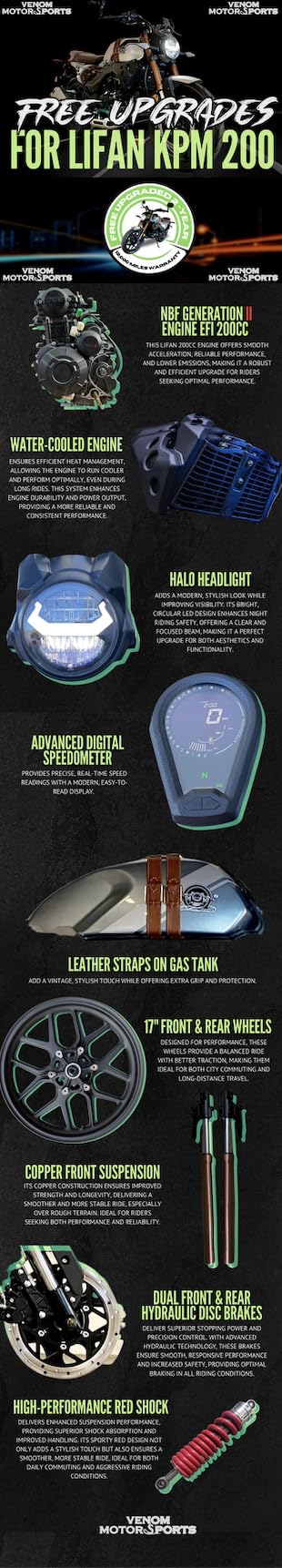 BELMONTE BIKES Lifan KPM 200 Blue Adult Motorcycle Cafe Racer 200cc Gas Street Motorcycle Electric Fuel Injection 17HP 6 Speed Made by Lifan