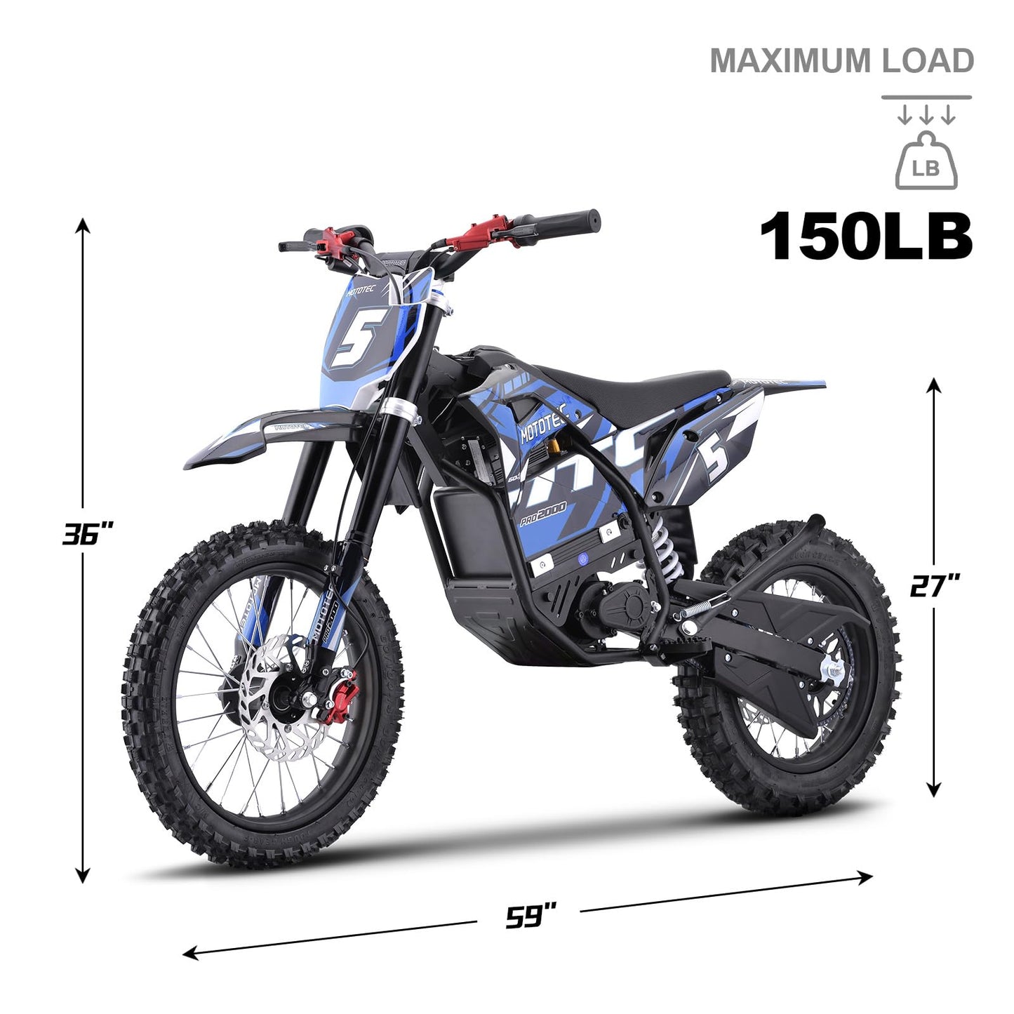 MotoTec 60v Pro Electric Dirt Bike 2000w Lithium Green