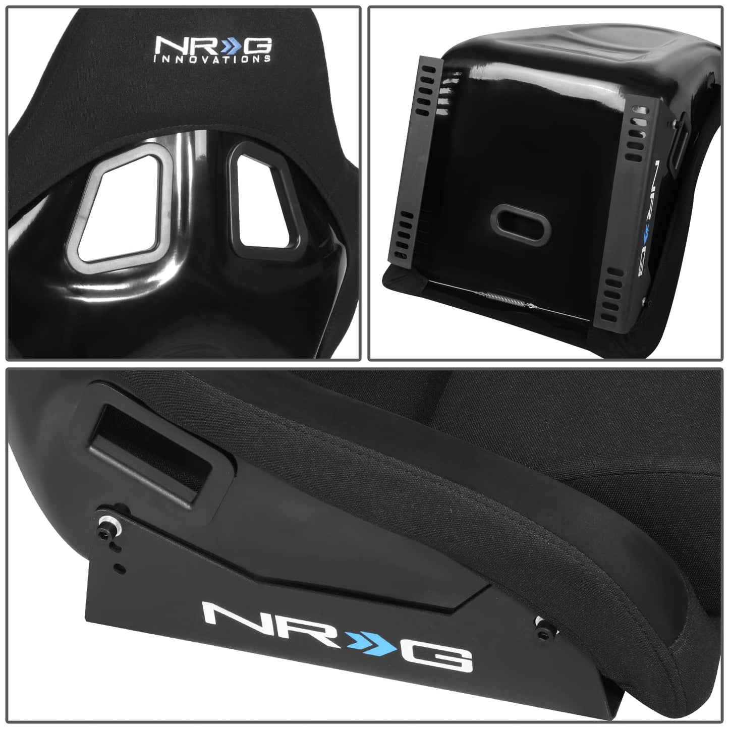 NRG Innovations NRG-FRP-310E Fiber Glass Fixed Back Bucket Racing Seat (Medium), 4 pt Harness Compatibility, Black Seat Cover, 20"W X 18.5" D X 36" H