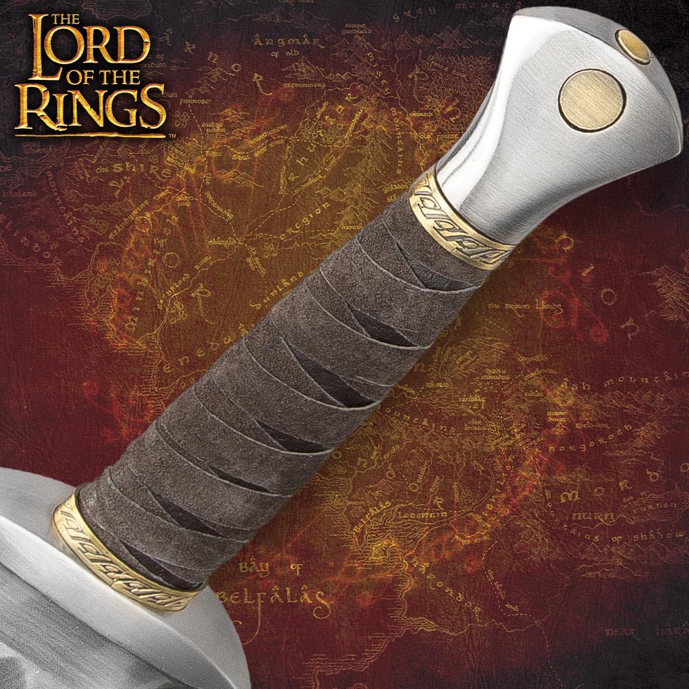 United Cutlery Lord of The Rings Replica Sword | Officially Licensed | 15 1/2" Stainless Steel Blade | Cast Metal Guard and Pommel | Display Plaque | Overall 23 1/2"