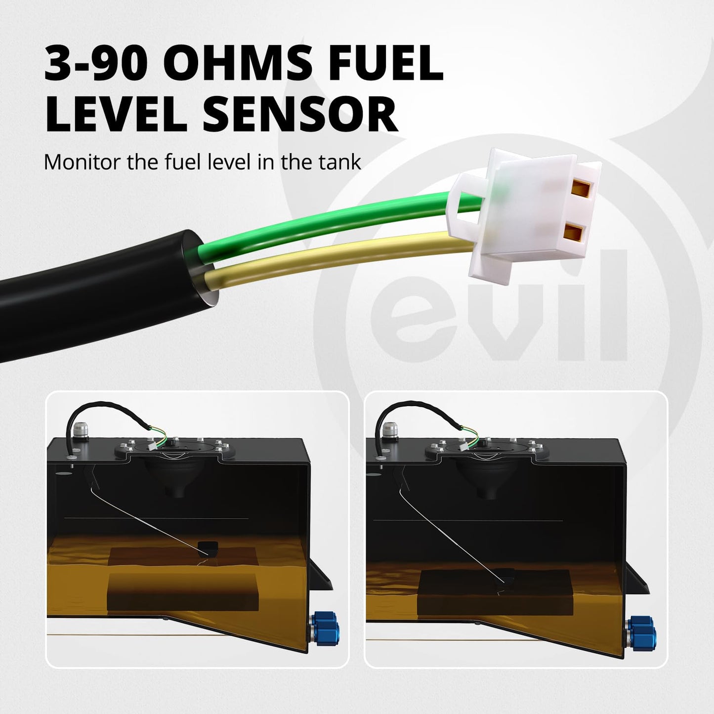 EVIL ENERGY 20 Gallon Fuel Cell Gas Tank Aluminum with Level Sender Street Drift Black