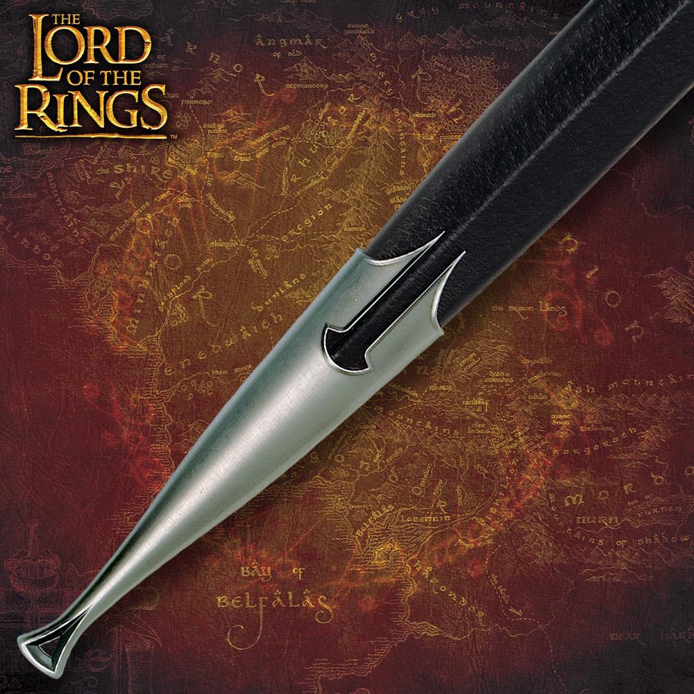 Anduril Scabbard | Authentic Reproduction Lord of The Rings | Genuine Leather Wrap | Solid Metal Fittings | 24-K Gold Plated Finish | 44 5/8" Overall