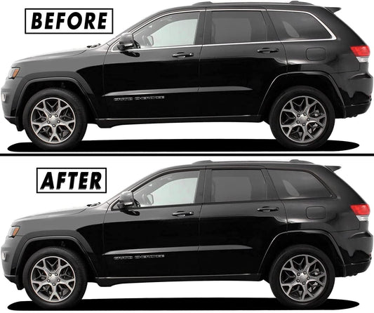 SlickMod Chrome Delete Blackout Vinyl Overlay for 2011-2021 Jeep Grand Cherokee Window Trim (Gloss Black)