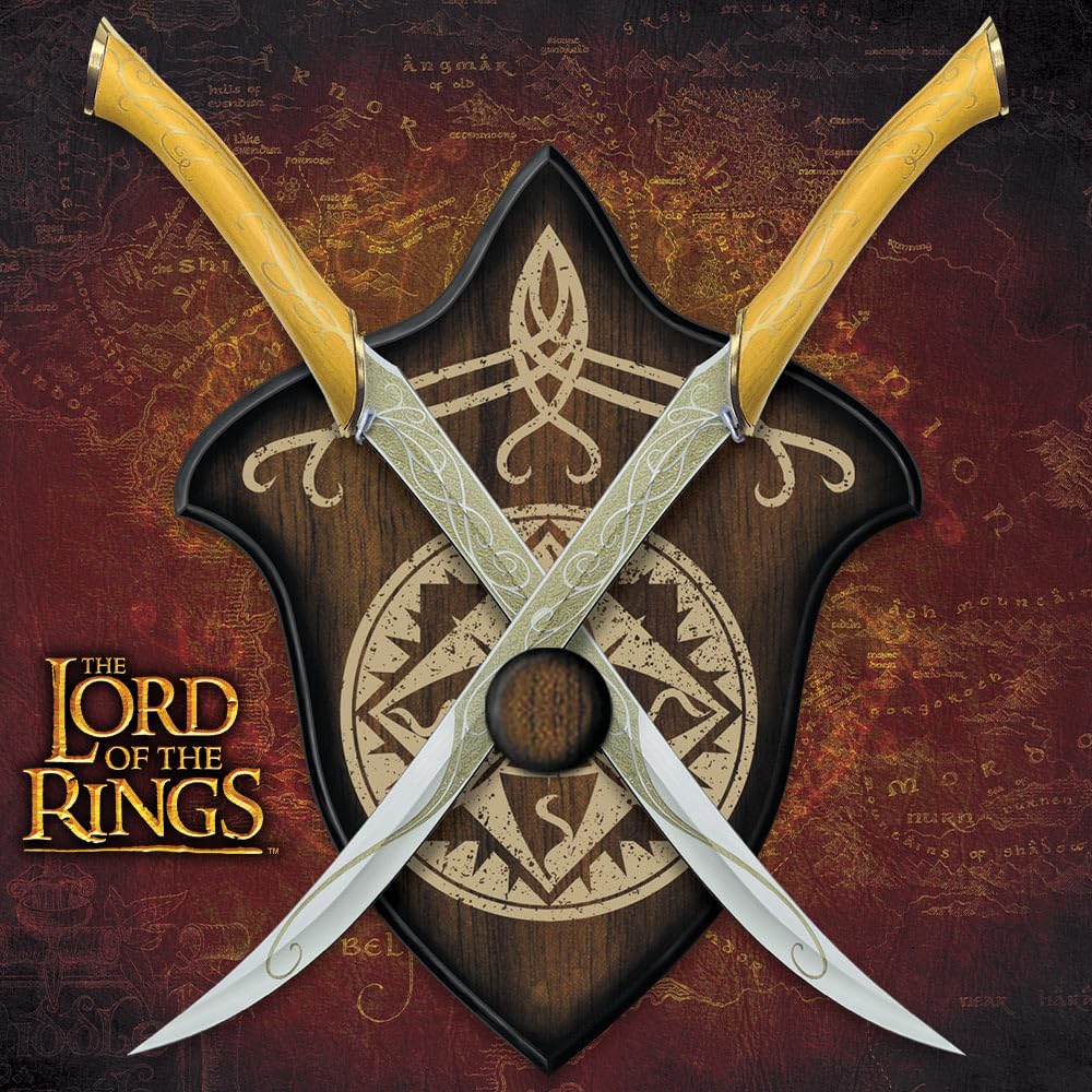 United Cutlery Lord of the Rings Legolas Greenleaf Knives Set | Officially Licensed LOTR Replica | Display Plaque & Certificate of Authenticity