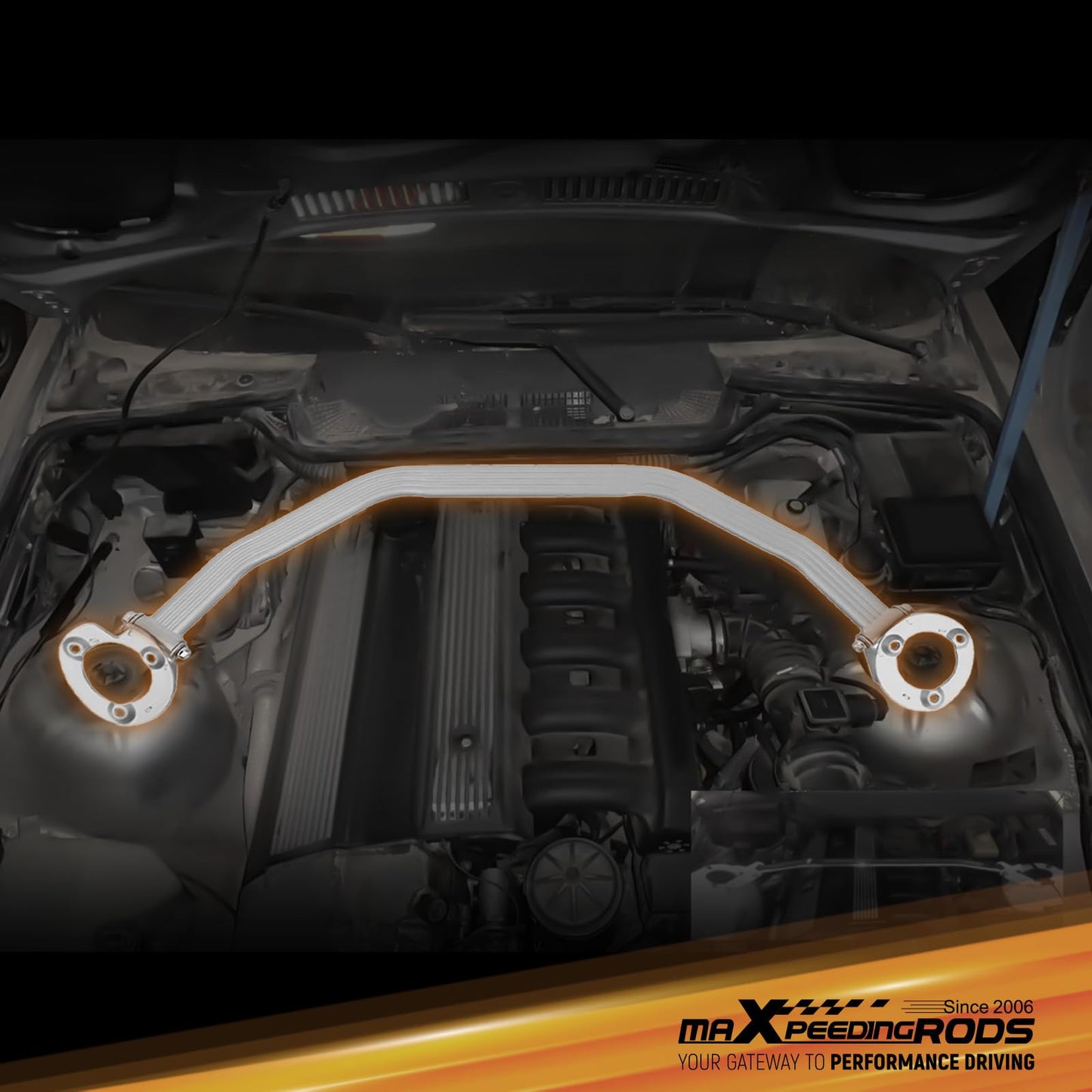 maXpeedingrods KSB536 Front Upper Strut Bar Compatible with BMW 3Series 92-98 E36 Aluminum Powder Coating Strut Tower Brace