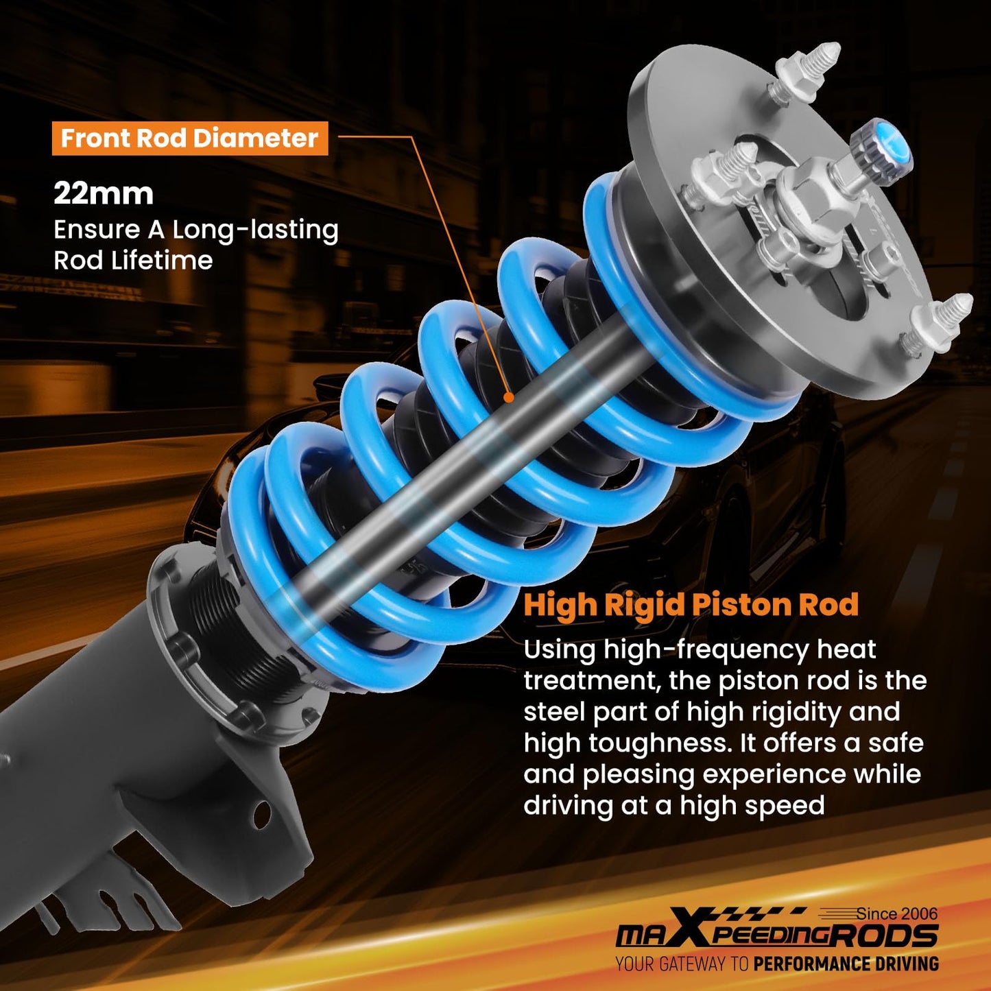 maXpeedingrods Coilovers for BMW 3 Series E36 316i 318i 318is 320i 323i 325i 325is 328i 318tds M3 1990-1999, 24 Levels Damping Adjustable Coilovers Suspension Kit, T6 Upgraded Lowering Kit, Blue