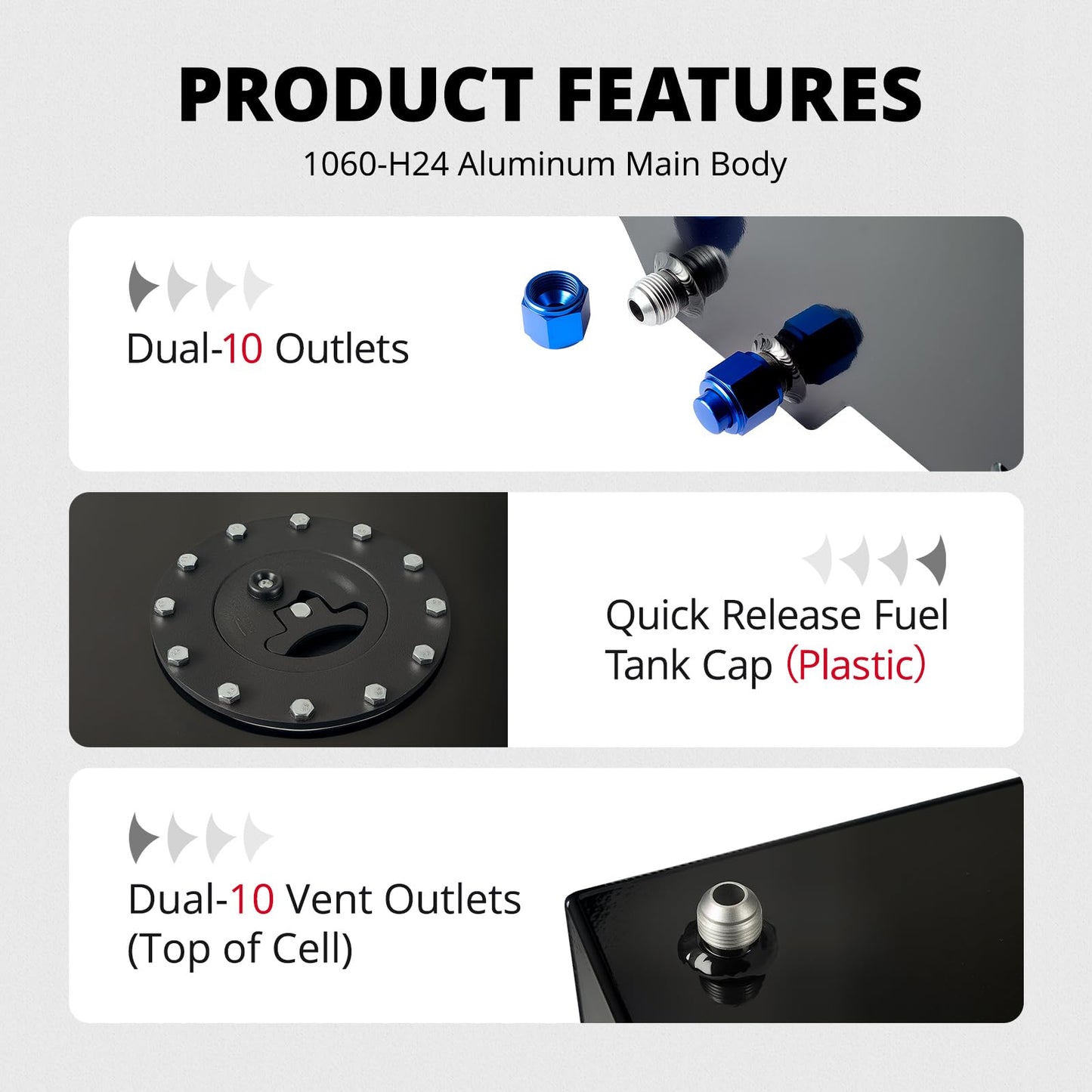 EVIL ENERGY 20 Gallon Fuel Cell Gas Tank Aluminum with Level Sender Street Drift Black