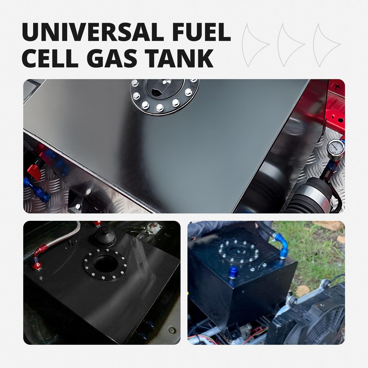 EVIL ENERGY 20 Gallon Fuel Cell Gas Tank Aluminum with Level Sender Street Drift Black