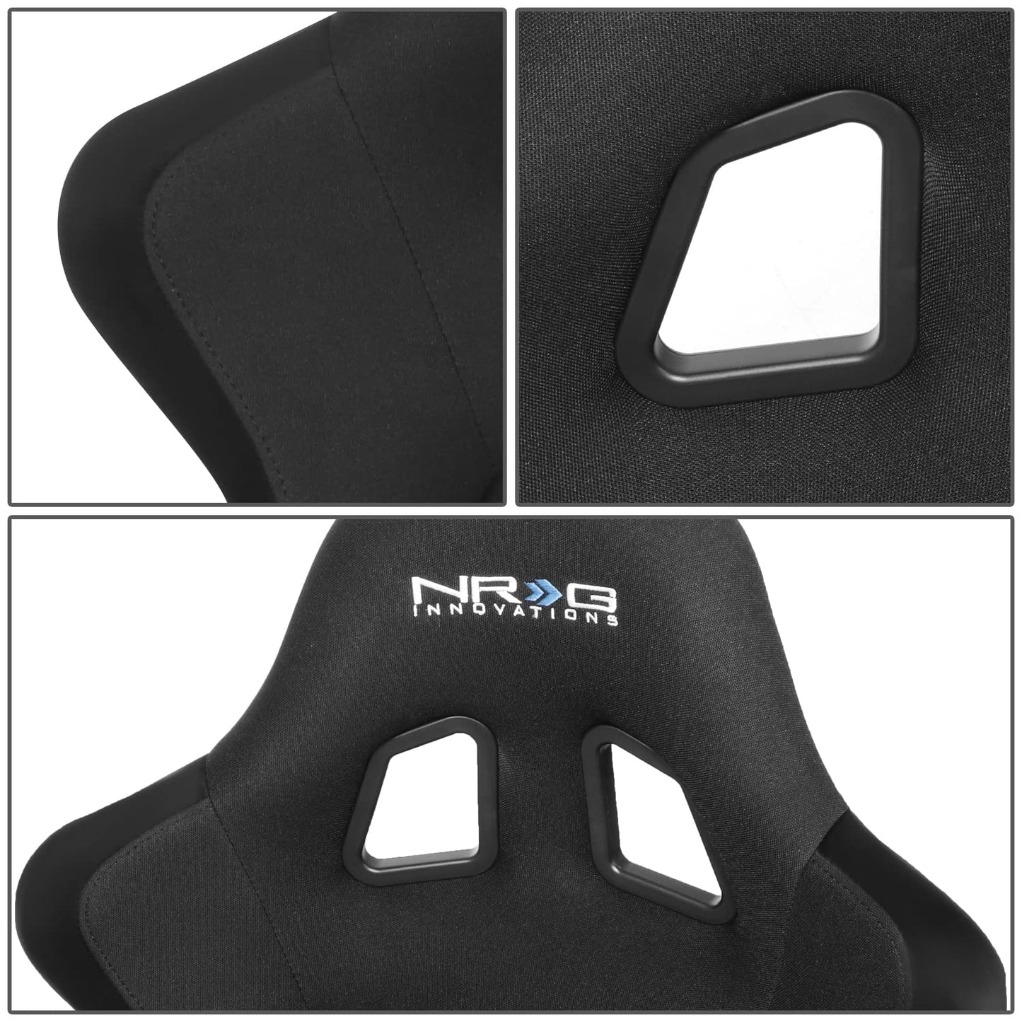 NRG Innovations NRG-FRP-310E Fiber Glass Fixed Back Bucket Racing Seat (Medium), 4 pt Harness Compatibility, Black Seat Cover, 20"W X 18.5" D X 36" H