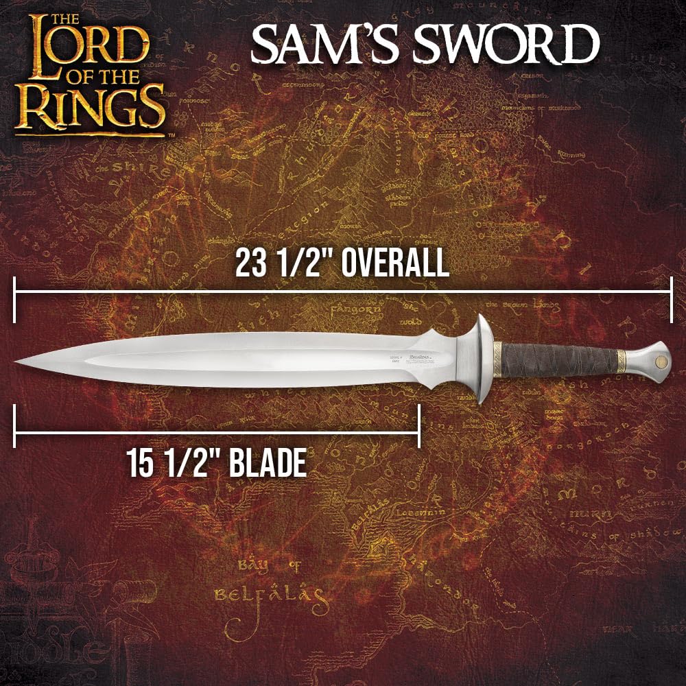 United Cutlery Lord of The Rings Replica Sword | Officially Licensed | 15 1/2" Stainless Steel Blade | Cast Metal Guard and Pommel | Display Plaque | Overall 23 1/2"