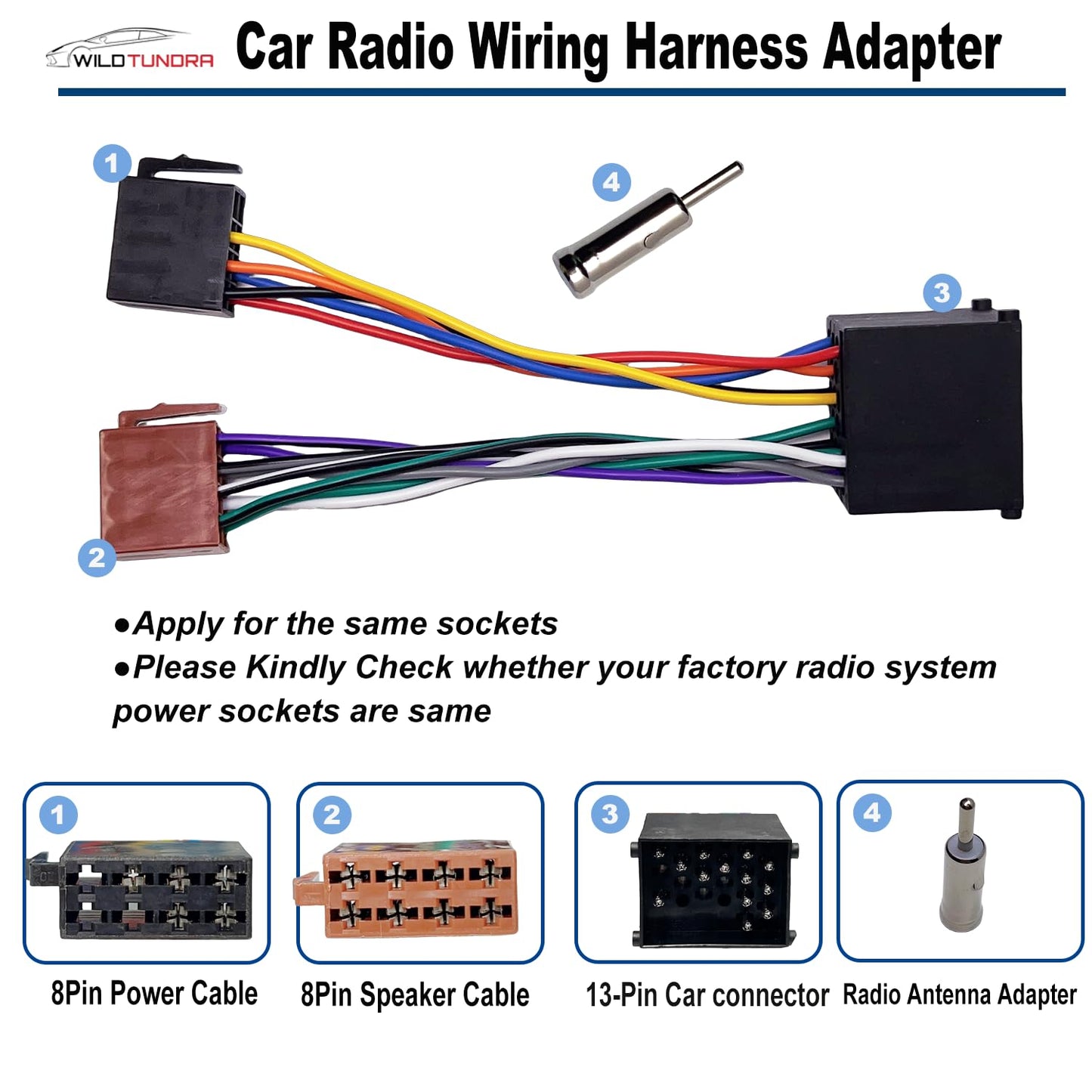 16Pin Aftermarket Stereo Wiring Harness for BMW 3 E30 E36 E46 E34 5 E39 Land Rover with Antenna Connector, 16-Pin Android Car Stereo Harness Adapter ISO Car Radio Stereo Wiring Harness Install Kit