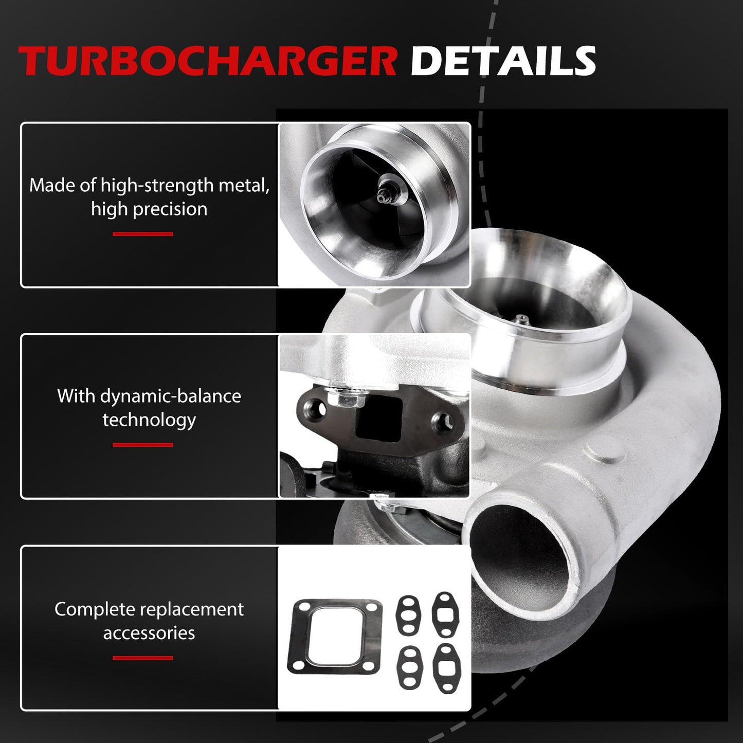 Autodevil T76 Universal Turbo Turbocharger with Flange T4, Turbo Charger Compatible with AR.96 600-1000HP Boost for V8 Cars for Above 3.5L Engines