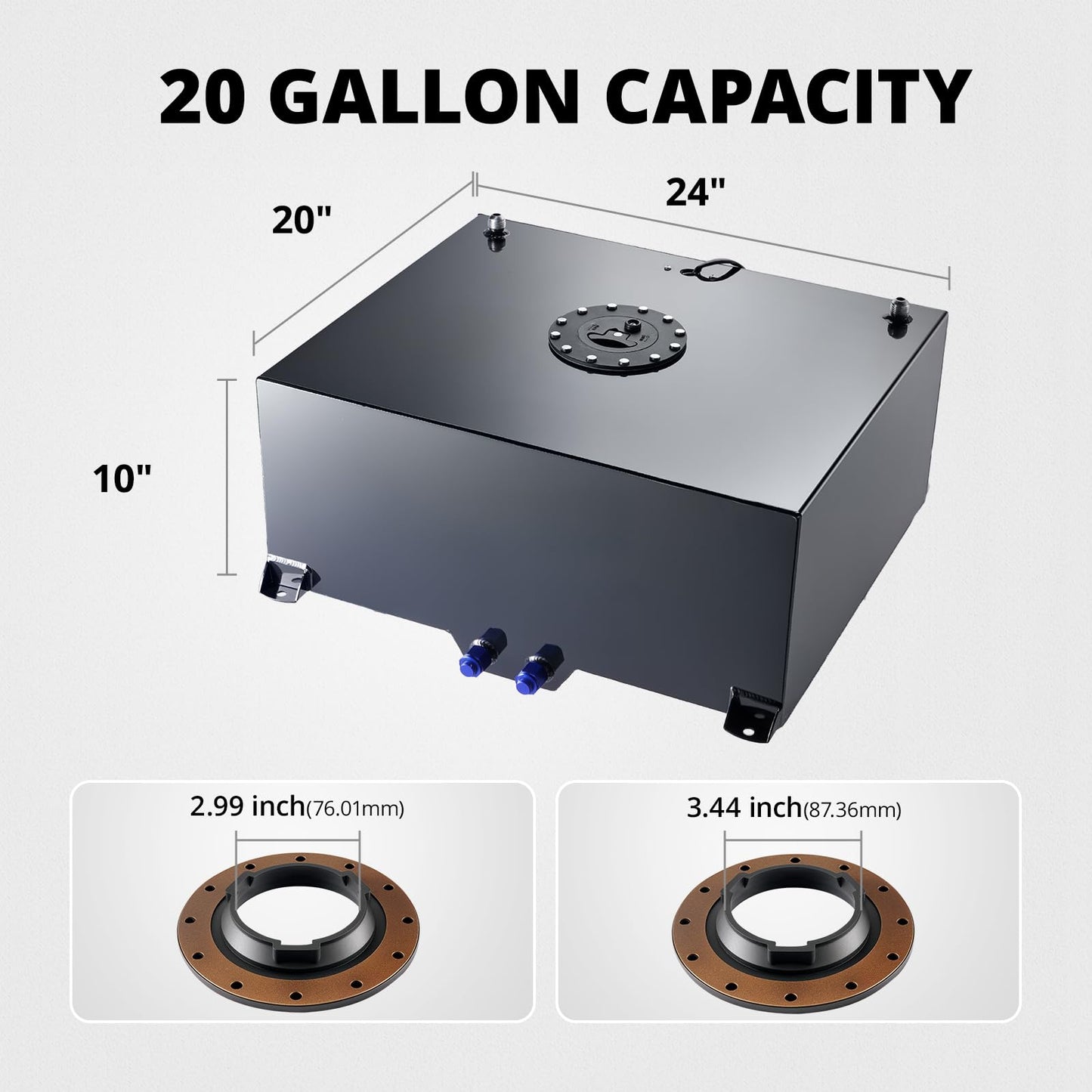 EVIL ENERGY 20 Gallon Fuel Cell Gas Tank Aluminum with Level Sender Street Drift Black