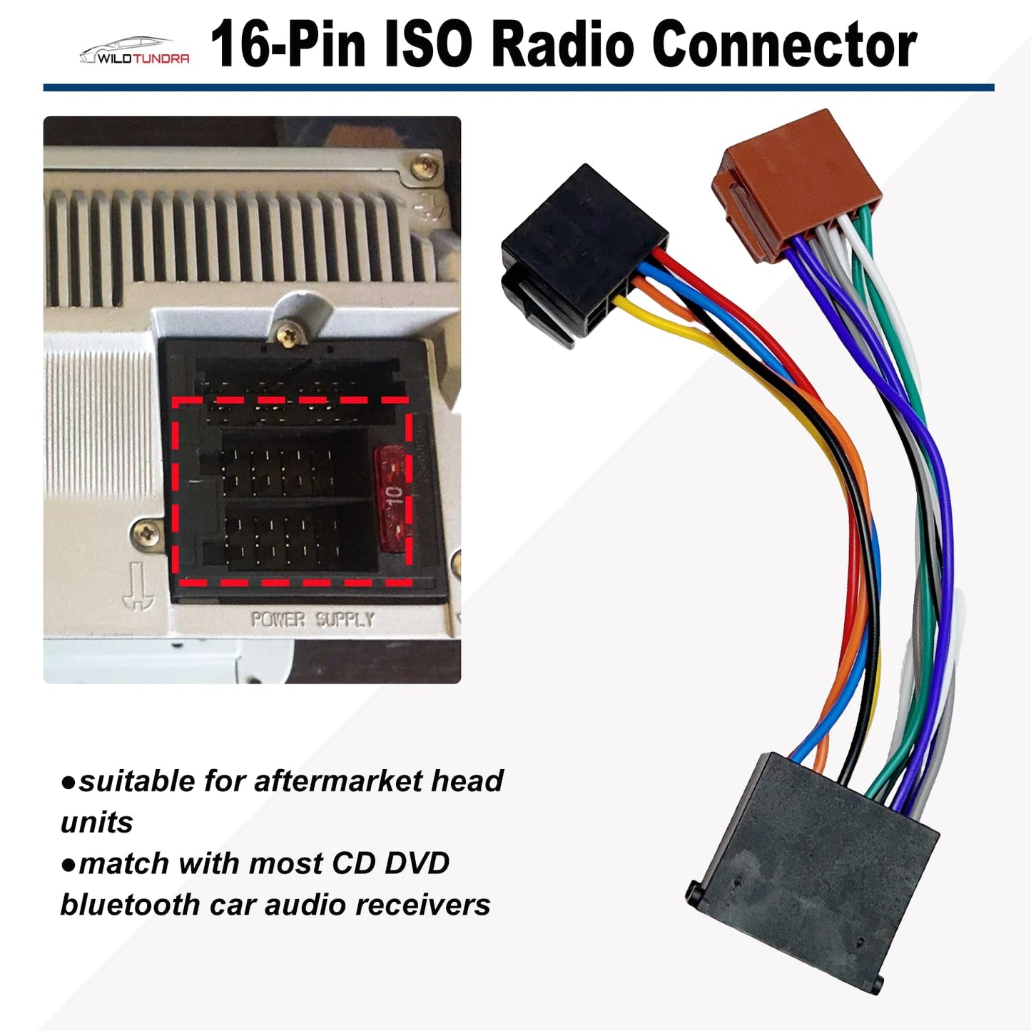 16Pin Aftermarket Stereo Wiring Harness for BMW 3 E30 E36 E46 E34 5 E39 Land Rover with Antenna Connector, 16-Pin Android Car Stereo Harness Adapter ISO Car Radio Stereo Wiring Harness Install Kit