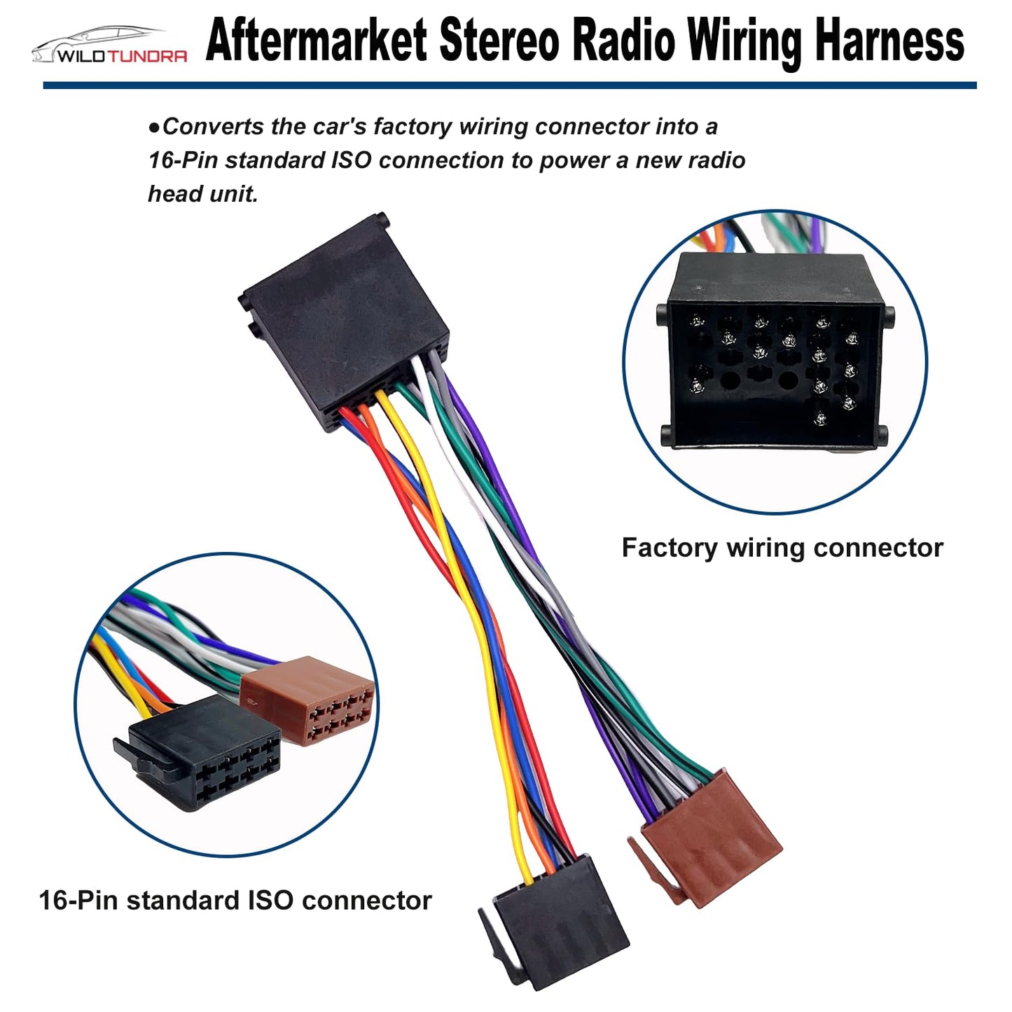 16Pin Aftermarket Stereo Wiring Harness for BMW 3 E30 E36 E46 E34 5 E39 Land Rover with Antenna Connector, 16-Pin Android Car Stereo Harness Adapter ISO Car Radio Stereo Wiring Harness Install Kit