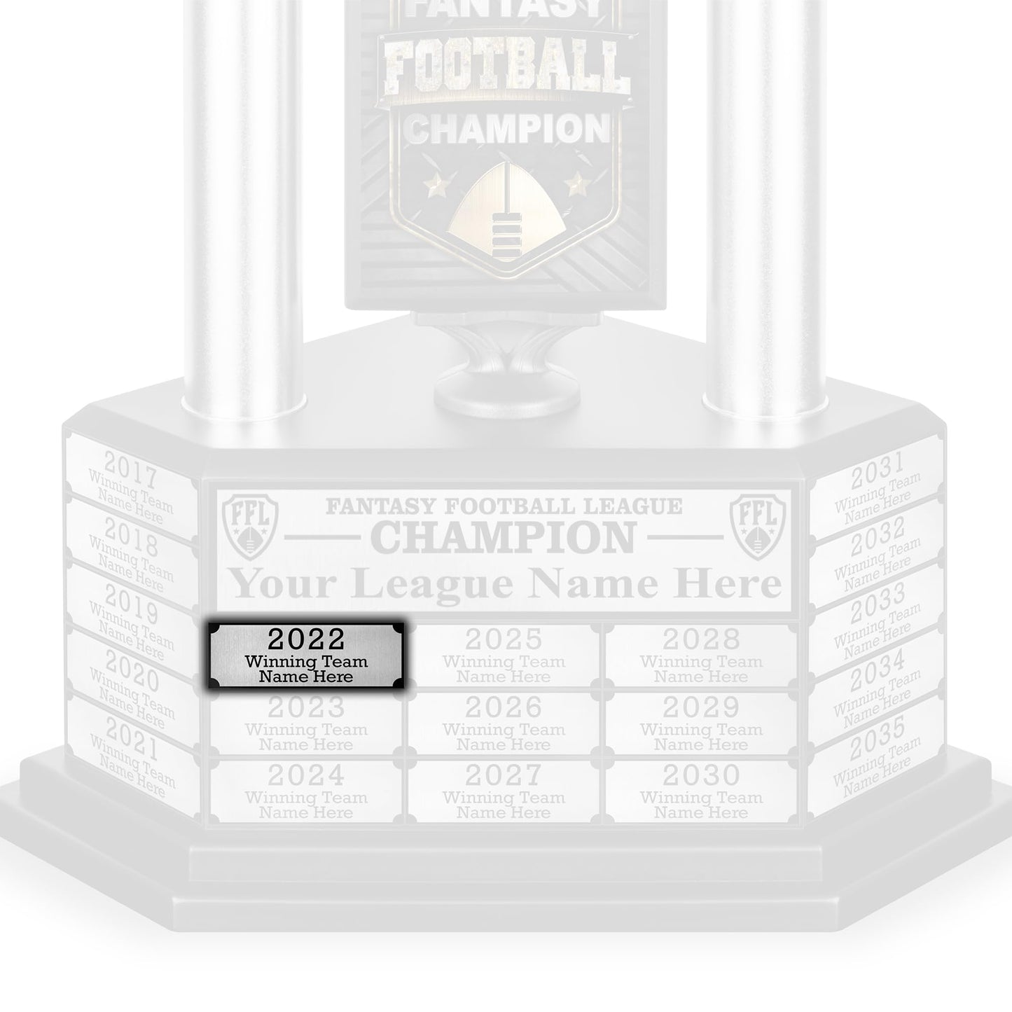 TrophySmack Engraved Name Plate - Customizable Fantasy Football Trophy Champion Award Name Plate (Silver)