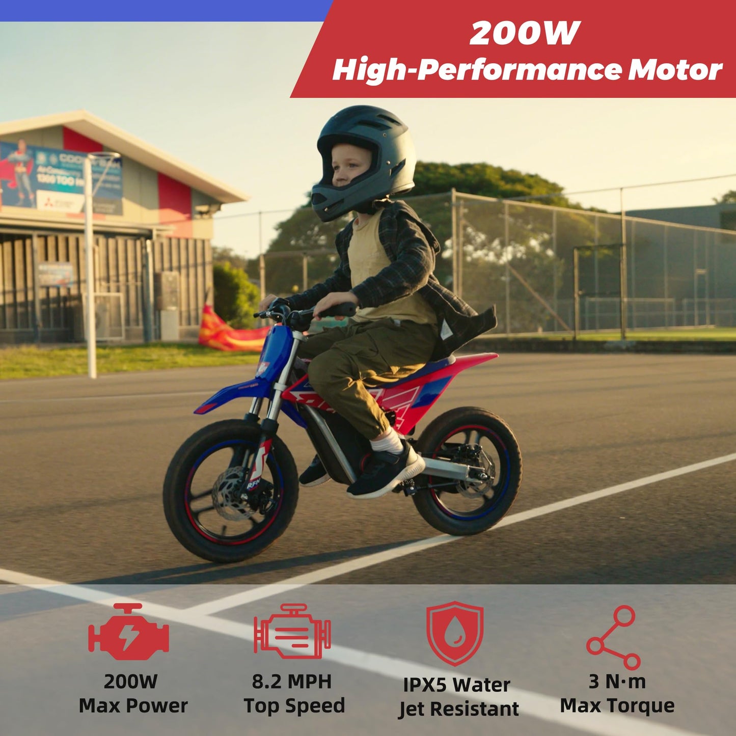 RFN SX-E150 24V Electric-Dirt-Bike, MAX 200W Electric Motorcycle 8 mph Max Speed & 6.2 Mile Range, 2-Speed Electric Bike for Kids Ages 3-6