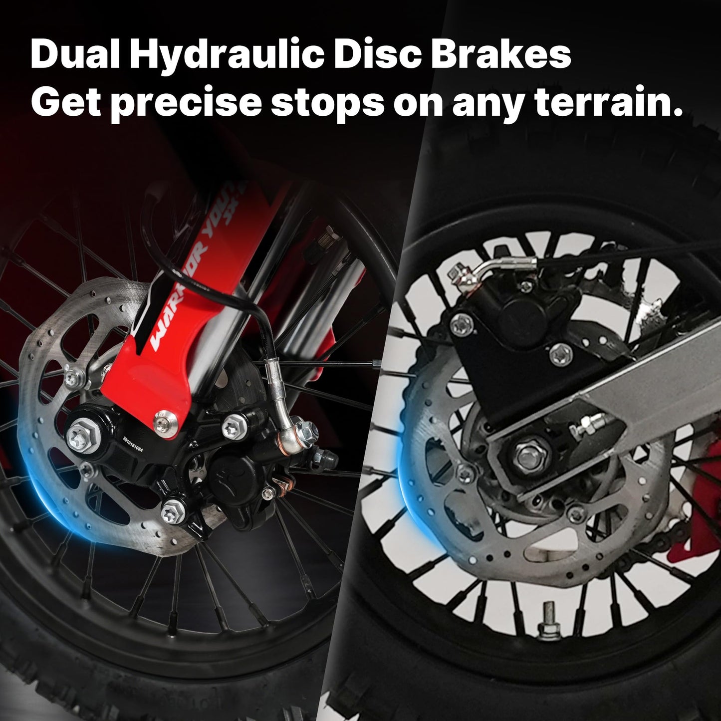 RFN Warrior Youth SX-E2 Electric Dirt Bike for Age 13+, 2000W Peak Motor,31 MPH Top Speed, 3-Speed Modes, 48V 15AH,19 Miles Range,12"/10" F/R Wheels, Dirt Bike with Dual Hydraulic Disc Brakes.