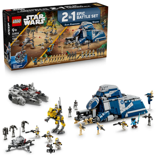 LEGO Star Wars Epic Battle Set Co-Pack - Pretend Play Building Toy for Boys & Girls, Ages 7+ - Includes 13 Droid Figures, 6 Minifigures, & Bonus Gift - Gift for Birthdays - 66808